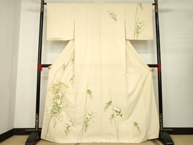 平和屋着物●訪問着 笹竹花文 金彩 正絹 逸品 AABB3811ck