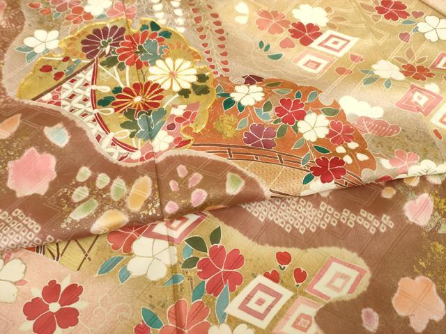 平和屋着物●豪華振袖 駒刺繍 絞り 雪輪鴛鴦花文 金彩 正絹 逸品 未使用 AABB3860ck