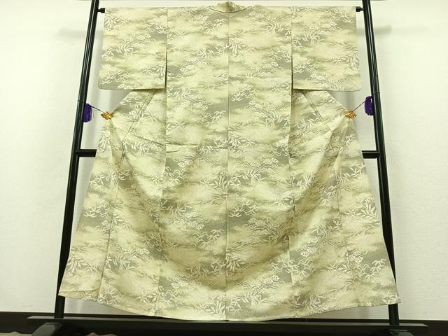 平和屋着物▽本塩沢 単衣 風景松文 正絹 逸品 AABB3888jh