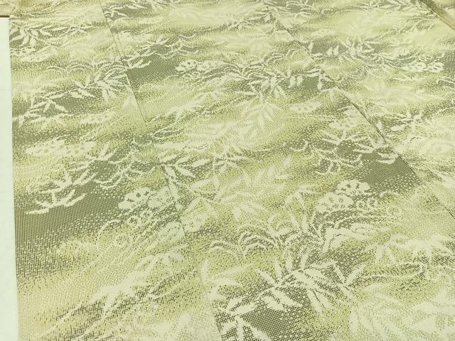 平和屋着物▽本塩沢 単衣 風景松文 正絹 逸品 AABB3888jh