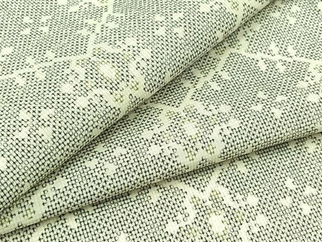 平和屋着物▽上質な紬 単衣 花菱文 正絹 逸品 AABB3889jh