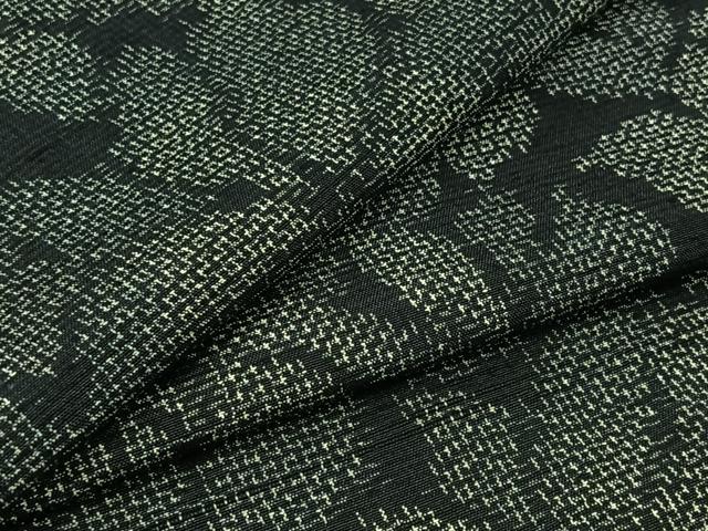 平和屋着物▽上質な紬 単衣 花づくし文 黒地 正絹 逸品 AABB3903jh
