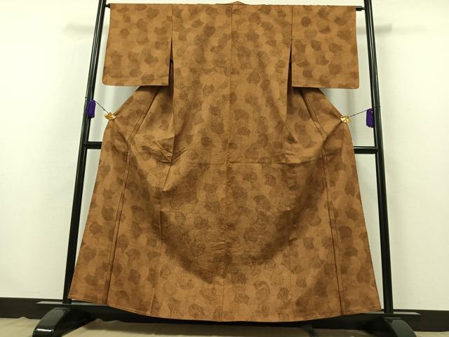 平和屋着物▽上質な紬 単衣 流水文 正絹 逸品 未使用 AABB3908jh