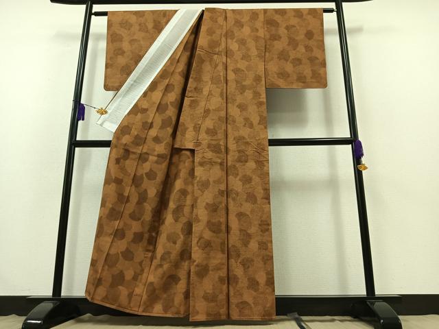 平和屋着物▽上質な紬 単衣 流水文 正絹 逸品 未使用 AABB3908jh
