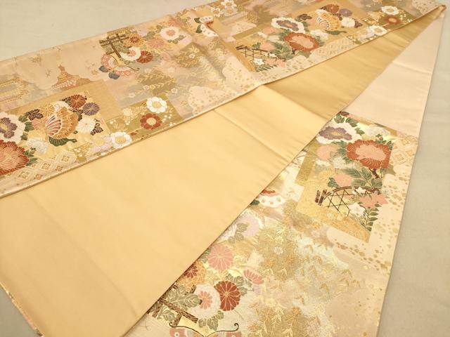 平和屋着物◎六通柄袋帯 唐織 花蝶文 金銀糸 正絹 逸品 AABB3977dt
