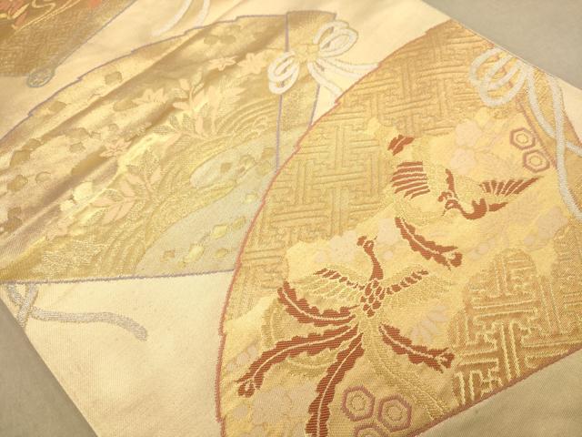 平和屋着物◎六通柄袋帯 地紙鳳凰花文 金銀糸 正絹 逸品 AABB3996dt