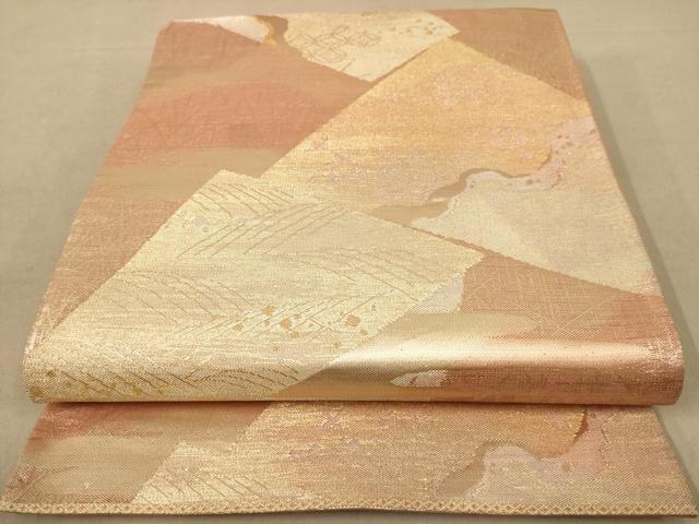 平和屋着物◎六通柄袋帯 流水文 天平綾織 金糸 正絹 逸品 AABB4043dt