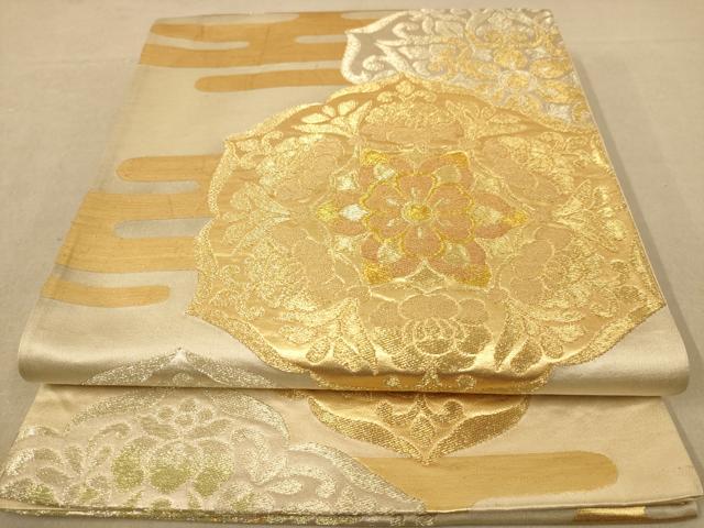 平和屋着物◎六通柄袋帯 舞花文 金銀糸 正絹 逸品 AABB4046dt