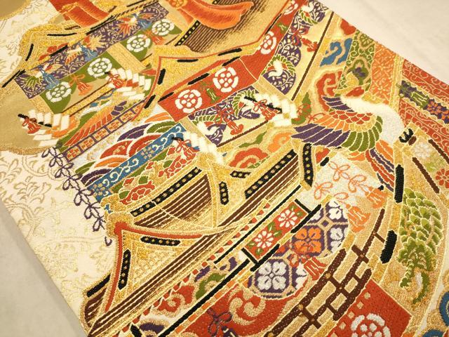 平和屋着物◎六通柄袋帯 唐織 鉾 金銀糸 正絹 逸品 AABB4070dt