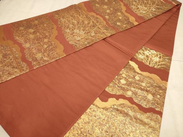 平和屋着物◎六通柄袋帯 草花文 金糸 引箔 正絹 逸品 AABB4075dt