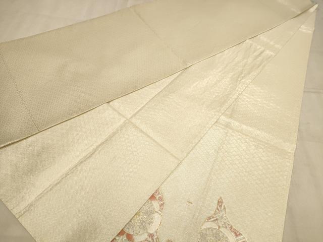 平和屋着物◎佐賀錦 太鼓柄袋帯 駒刺繍 吉祥花文 金銀糸 正絹 逸品 AABB4100dt