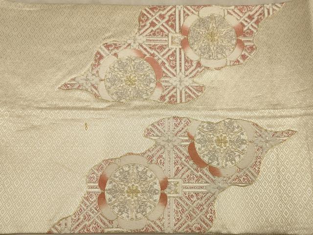 平和屋着物◎佐賀錦 太鼓柄袋帯 駒刺繍 吉祥花文 金銀糸 正絹 逸品 AABB4100dt