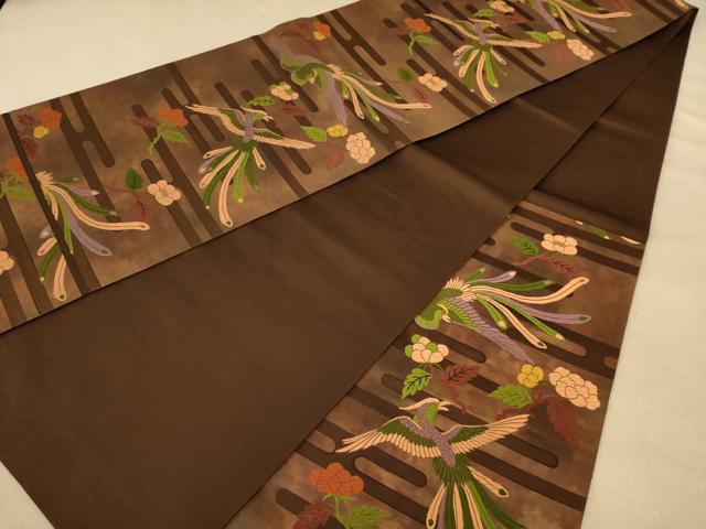 平和屋着物◎六通柄袋帯 唐織 鳳凰花文 正絹 逸品 AABB4113dt