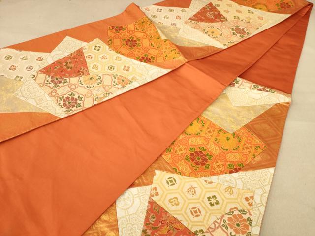 平和屋着物◎六通柄袋帯 切嵌花文 金糸 正絹 逸品 AABB4157dt