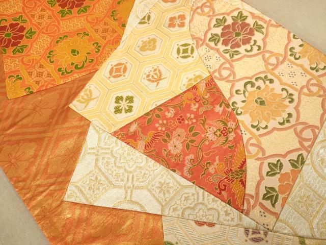 平和屋着物◎六通柄袋帯 切嵌花文 金糸 正絹 逸品 AABB4157dt