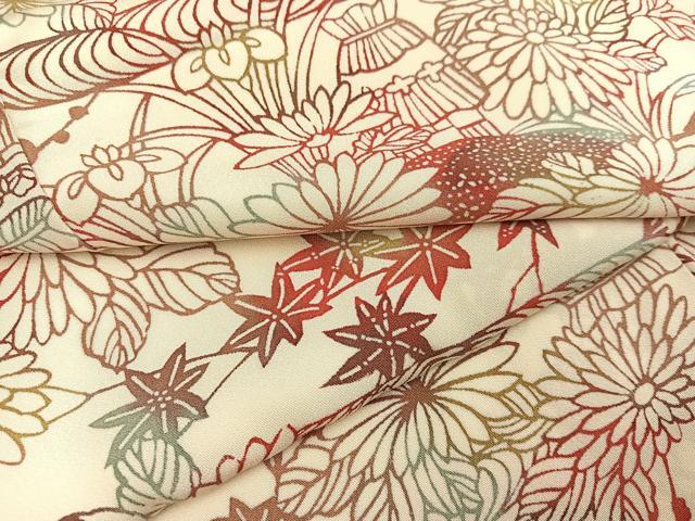平和屋着物●上質な小紋 型染め 草花風景文 正絹 逸品 AABB4325ph