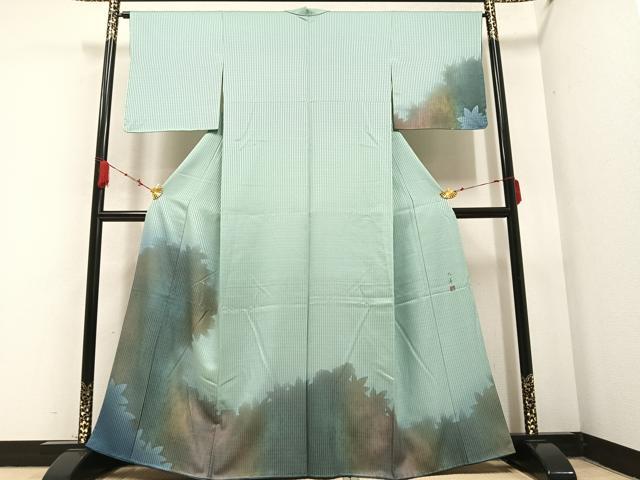 平和屋着物●訪問着 作家物 九洋 草木シルエット 正絹 逸品 未使用 AABB4398ph