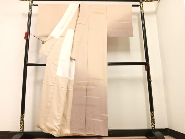 平和屋着物●訪問着 刺繍 霞文 暈し染め 金彩 背抜き仕立て 正絹 逸品 AABB4399ph