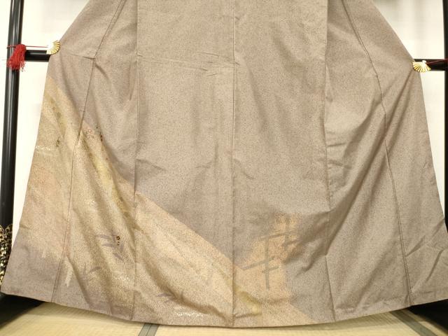 平和屋着物●本場染大島紬 訪問着 刺繍 草花文 金彩 正絹 逸品 AABB4480ck