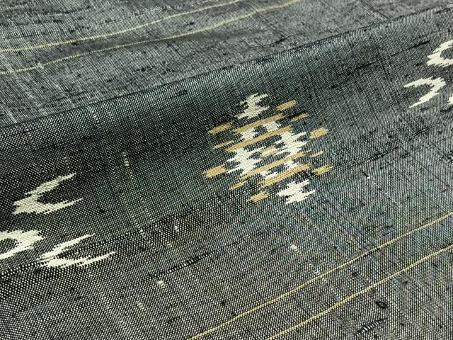 平和屋着物▽上質な紬 単衣 琉球絣文様 正絹 逸品 AABB4481jh
