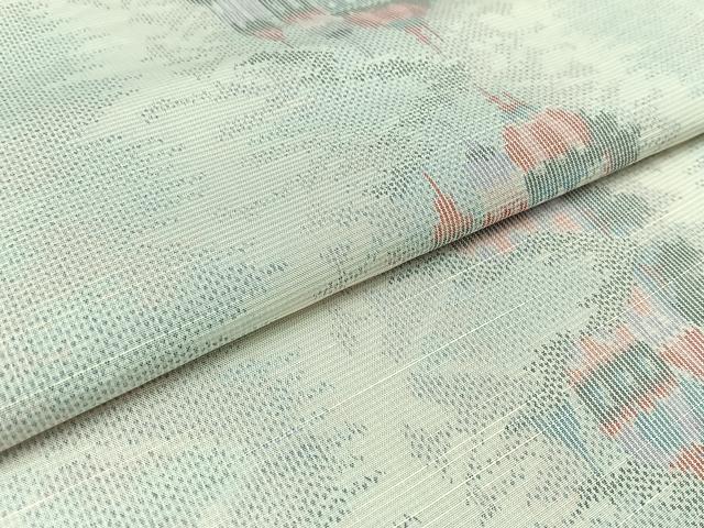 平和屋着物▽大島紬 単衣 風景文 反端付き 正絹 逸品 AABB4486jh