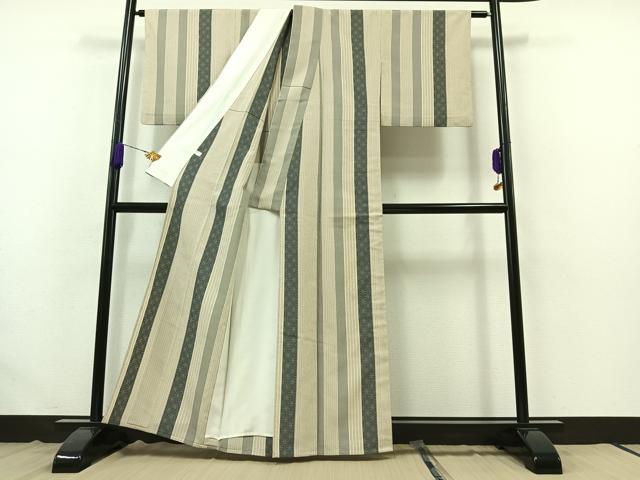 平和屋着物▽本塩沢 単衣 麻の葉間道 ますいわ屋扱い 正絹 逸品 AABB4491jh