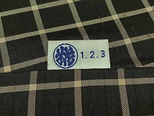 平和屋着物▽男性 紬 単衣 格子 黒地 正絹 逸品 AABB4492jh