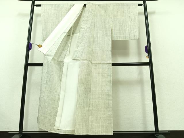 平和屋着物▽上質な紬 単衣 縞 正絹 逸品 AABB4504jh