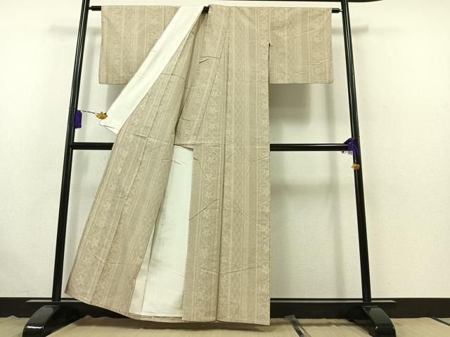 平和屋着物▽結城紬 単衣 80亀甲 花間道 正絹 逸品 AABB4515jh