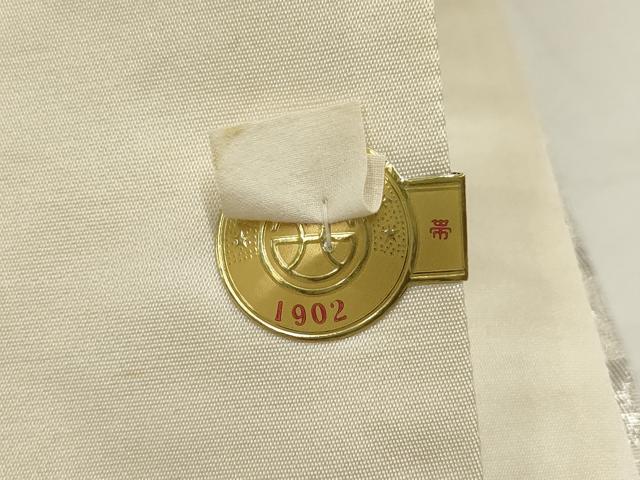 平和屋着物◎西陣 六通柄袋帯 美保姿 孔雀花文 銀糸 証紙付き 正絹 逸品 AABB4591wj
