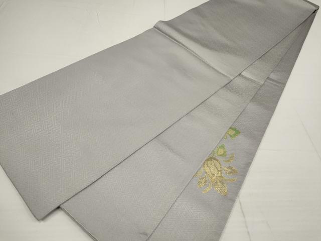 平和屋着物▼太鼓柄袋帯 草花文 金彩 正絹 逸品 AABB4786wj