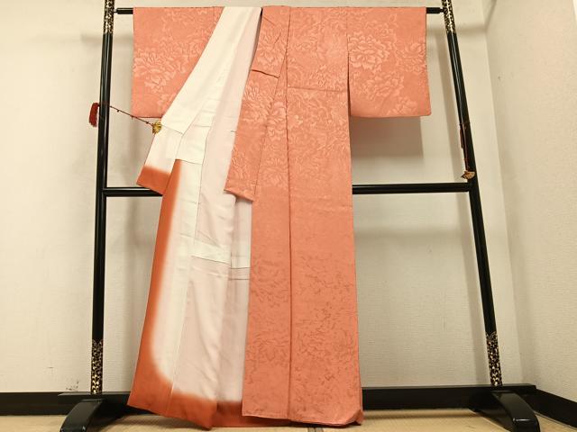 平和屋着物●上質な色無地 花地紋 一斤染色 正絹 逸品 AABB5095ph