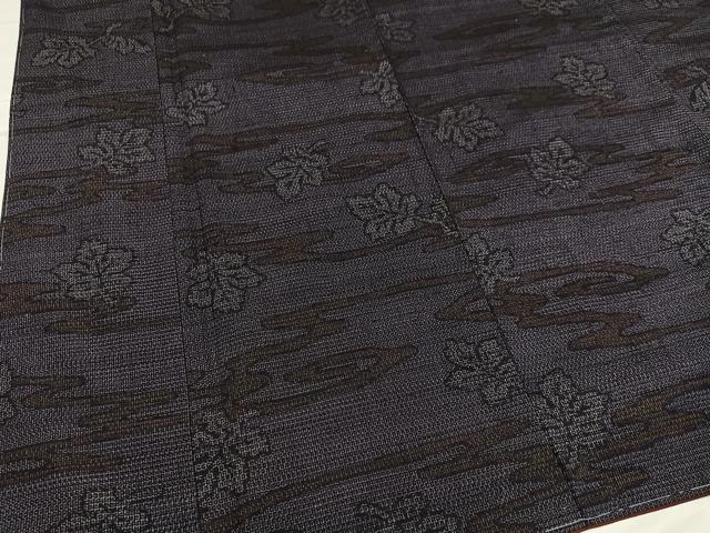 平和屋着物●結城紬 100亀甲 舞葉文 正絹 逸品 未使用 AABB5133ph