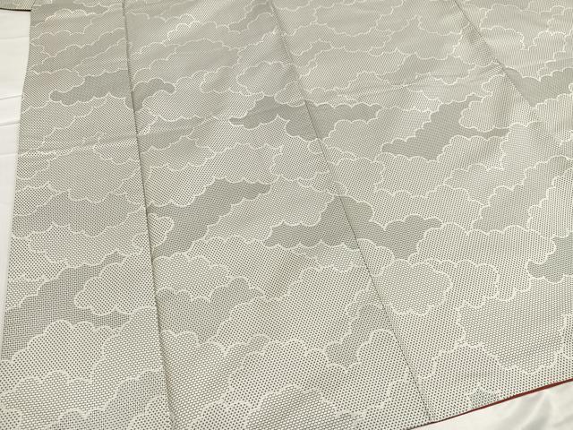平和屋着物●上質な紬 雲重ね文 正絹 逸品 AABB5134ph