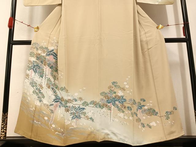 平和屋着物●訪問着 浜松枝花文 暈し染め 正絹 逸品 AABB5150ph