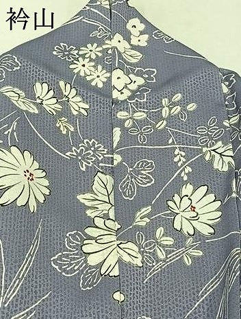 平和屋着物▽小紋 単衣 手描き 草花文 洗える着物 AABB5204jh