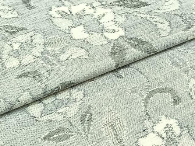 平和屋着物▽上質な紬 単衣 草花文 正絹 逸品 AABB5210jh