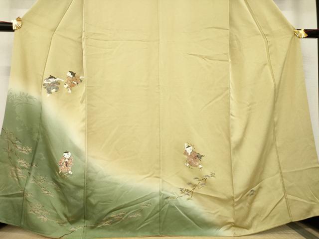 平和屋着物●訪問着 童子 松 暈し染め 金彩 正絹 逸品 AABB5401ck