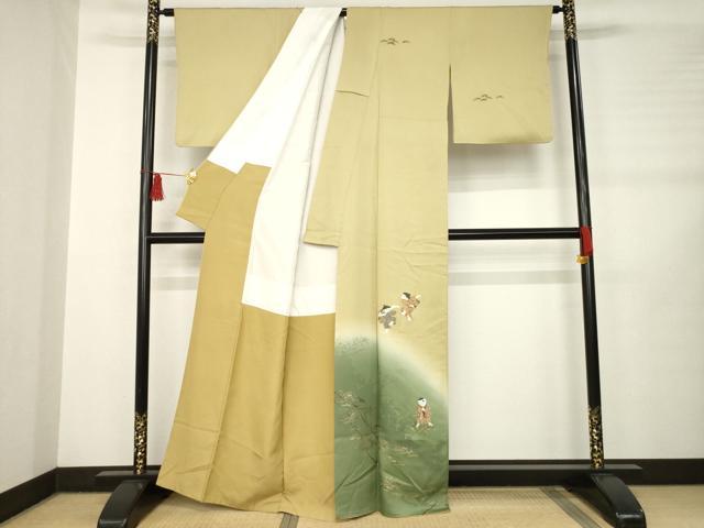 平和屋着物●訪問着 童子 松 暈し染め 金彩 正絹 逸品 AABB5401ck