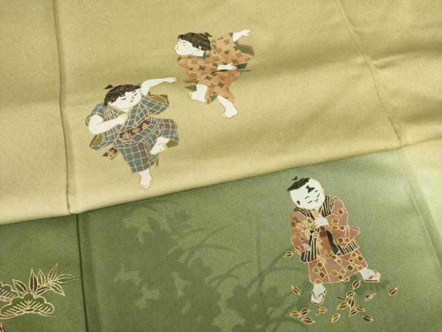 平和屋着物●訪問着 童子 松 暈し染め 金彩 正絹 逸品 AABB5401ck