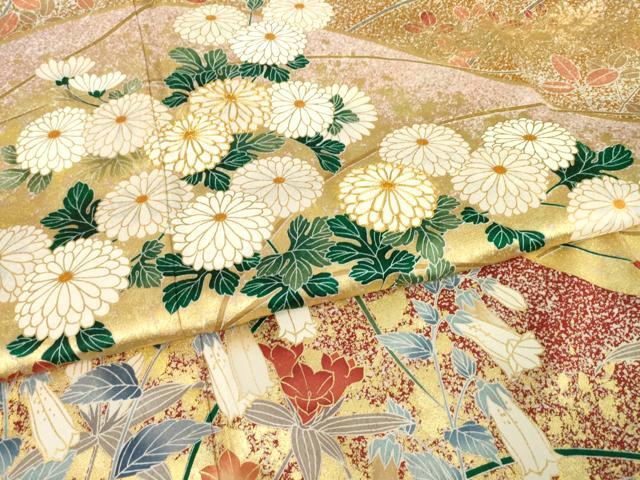 平和屋着物●豪華振袖 駒刺繍 草花文 金彩 三越扱い 正絹 逸品 AABB5406ck