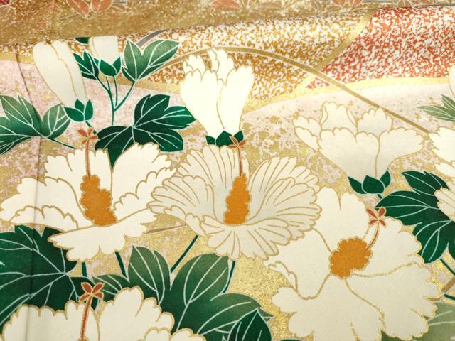 平和屋着物●豪華振袖 駒刺繍 草花文 金彩 三越扱い 正絹 逸品 AABB5406ck