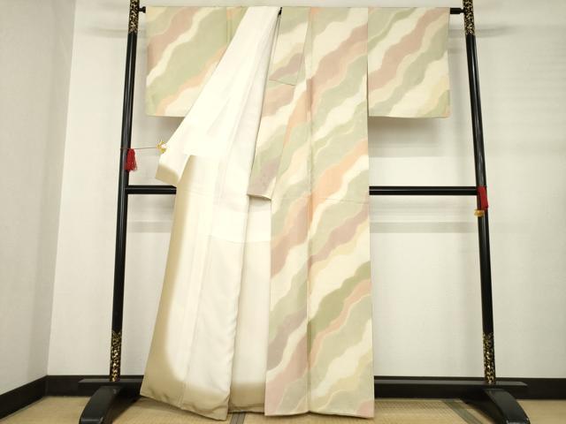 平和屋着物●上質な小紋 絞り 道長花文 正絹 逸品 AABB5442ck