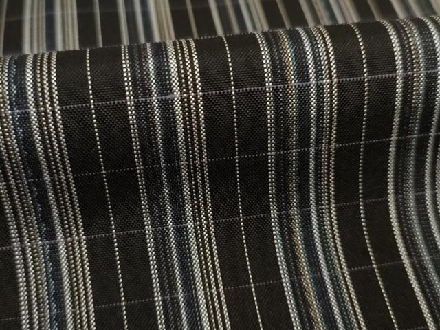 平和屋着物●本場大島紬 縞 黒地 ロング丈 正絹 逸品 AABB5448ck