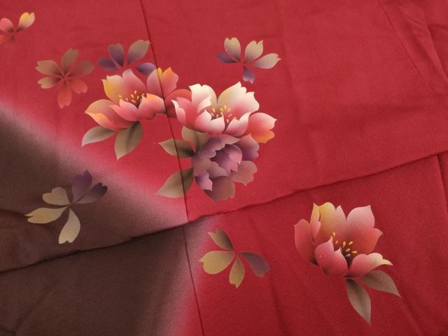 平和屋着物●豪華振袖 舞花文 暈し染め 京都きもの友禅扱い 正絹 逸品 AABB5456ck