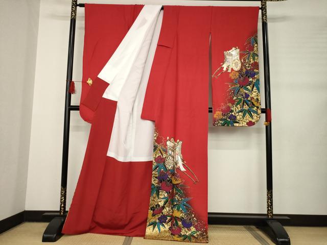 平和屋着物●豪華振袖 御所車花文 橘 笹 金銀彩 正絹 逸品 AABB5457ck