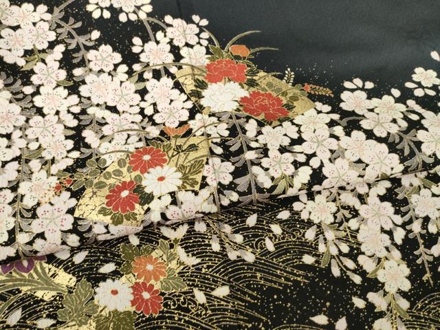平和屋着物●豪華振袖 地紙花文 金彩 鈴乃屋扱い 正絹 逸品 AABB5467ck