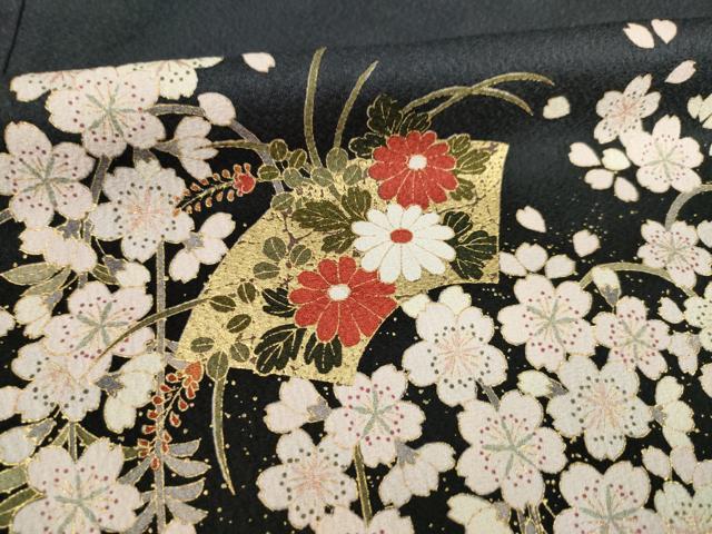 平和屋着物●豪華振袖 地紙花文 金彩 鈴乃屋扱い 正絹 逸品 AABB5467ck