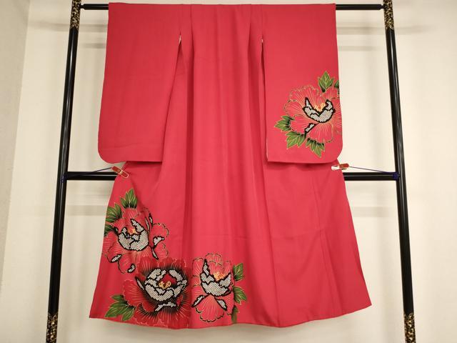 平和屋着物∵女の子 十三参り 子供 祝着 牡丹文 金彩 正絹 逸品 AABB5627ja