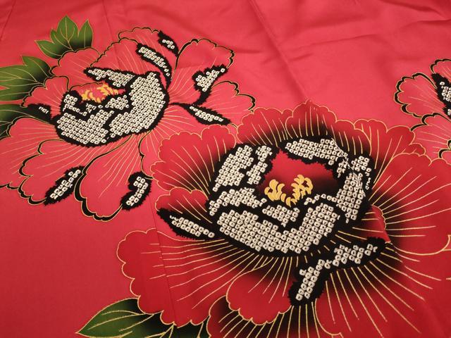 平和屋着物∵女の子 十三参り 子供 祝着 牡丹文 金彩 正絹 逸品 AABB5627ja